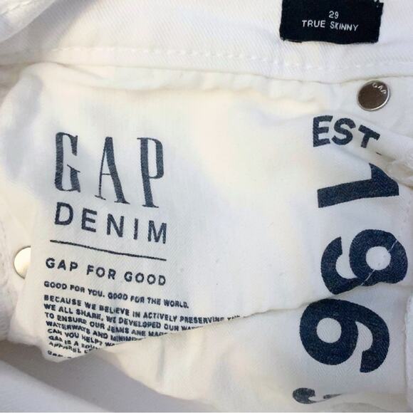 Gap White Wash True Skinny Jeans Size 29 Stretch Fitted Denim - Picture 5 of 9